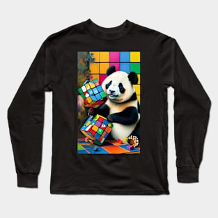 Panda Playing Rubik 12 Long Sleeve T-Shirt